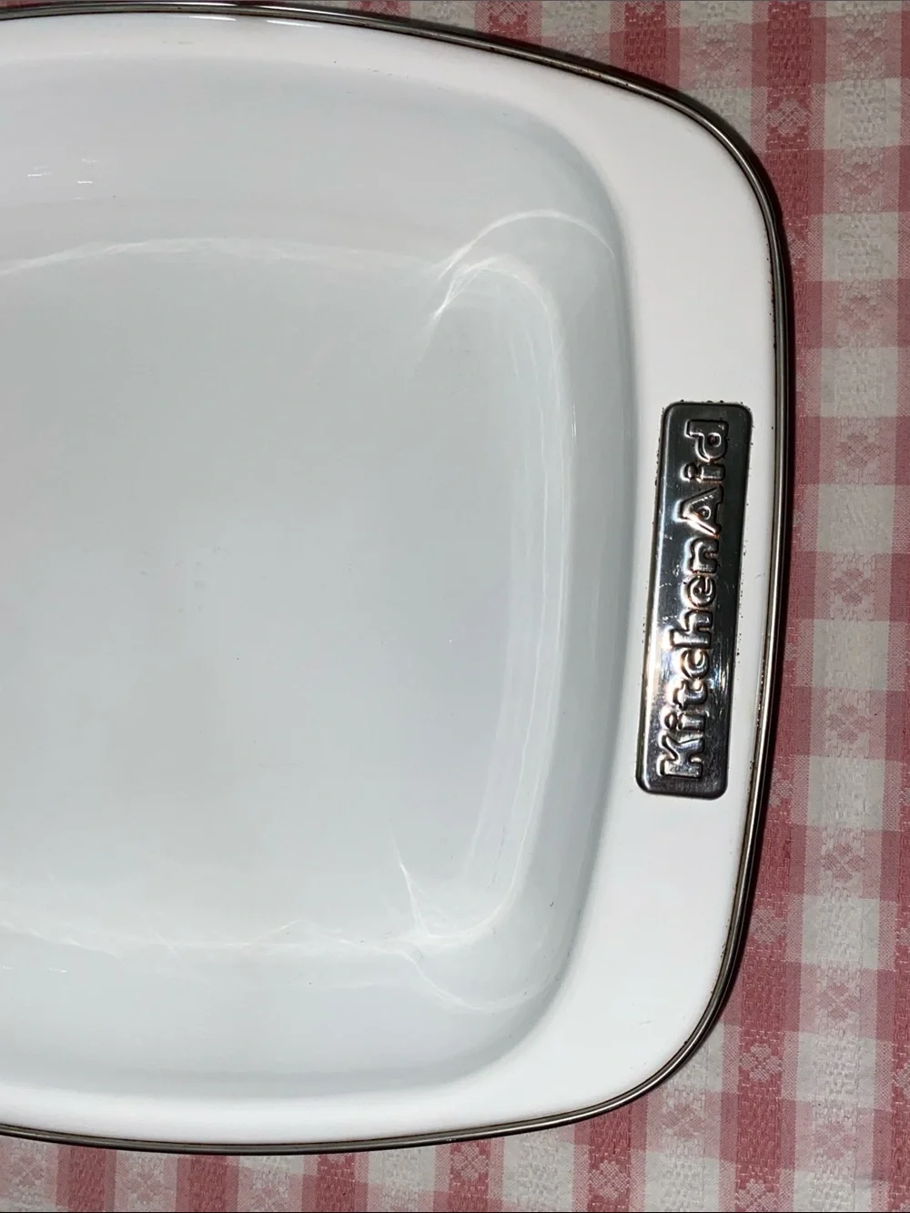 Vintage Kitchen Aid White Terra Cotta Porcelain Enameled Baking Roasting Pan